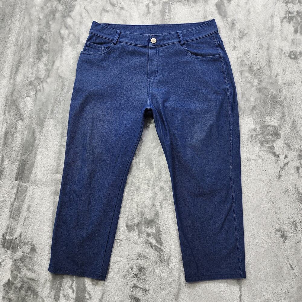 Yelete Jeans Womens XXXL Blue Pull On 5-Pocket Crop Capri Jegging Skinny Stretch